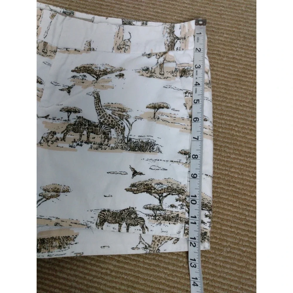 BANANA REPUBLIC Factory Giraffe Safari Print Chino Short White Tan Sise‎ 4